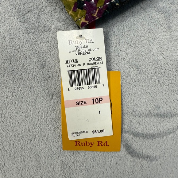 Ruby Rd. Petite Women's Jacket Multi Color Geometric Print Button Front Size 10P - Picture 8 of 12